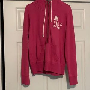 American Eagle 1/4 zip Pink Pullover Hoodie
